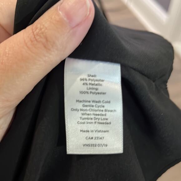 Talbot’s Black Lined Blouse With Silver Metallic Polka Dot Size Small - Picture 6 of 7